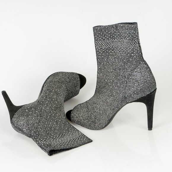 NIB INC Rhinestone Open Toe Ankle Boots -8 - Picture 8 of 11